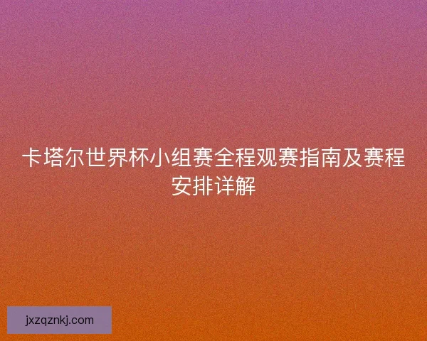 卡塔尔世界杯小组赛全程观赛指南及赛程安排详解